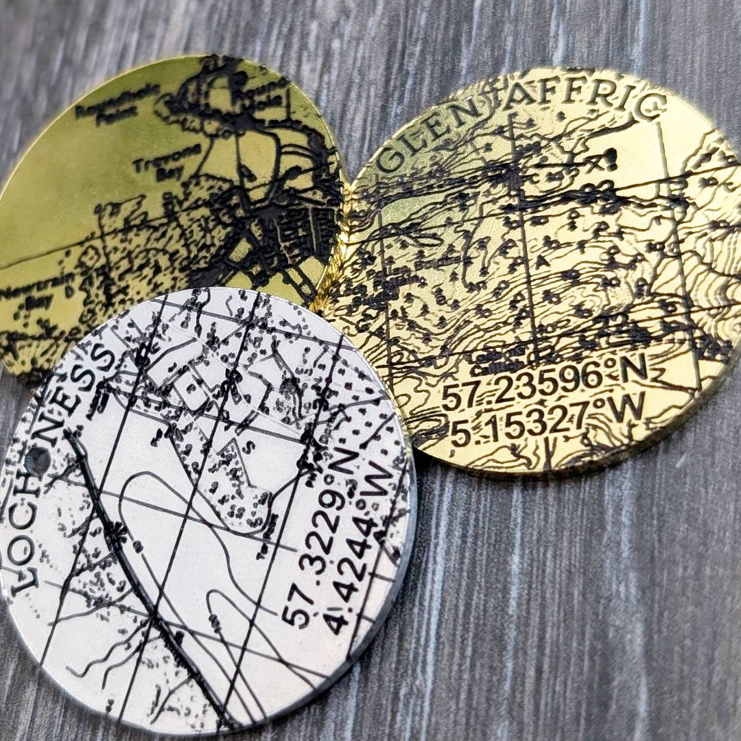 Licensed Ordnance Survey map engraved tag
