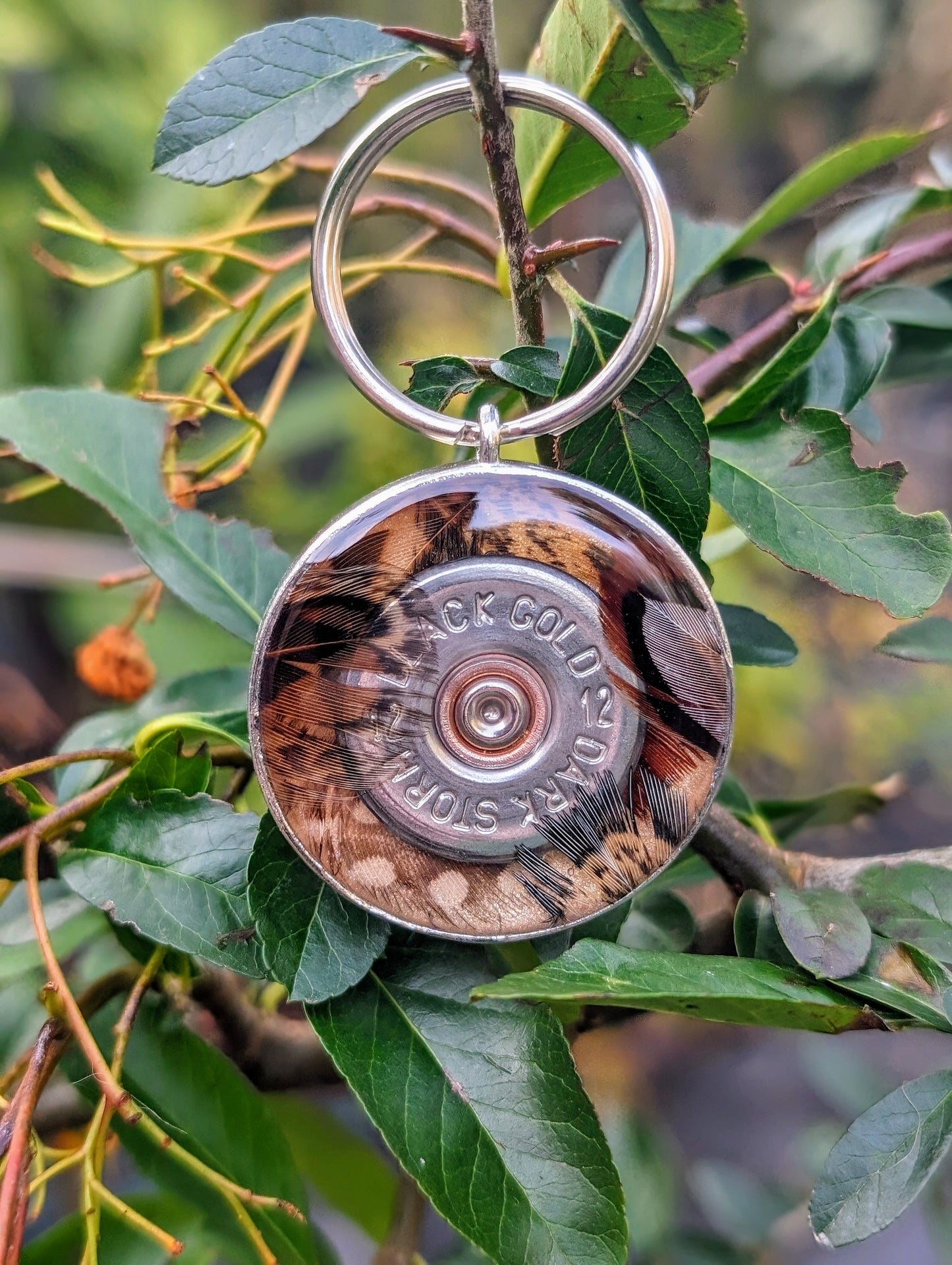Smoke & Barrel Shell Tags - with feathers