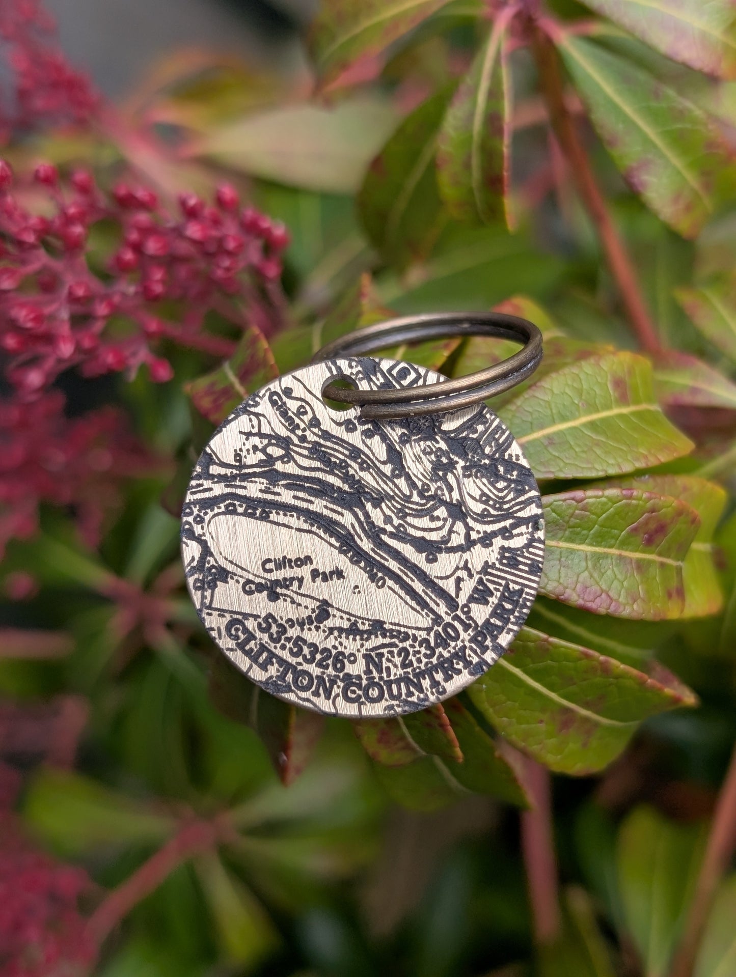 Licensed Ordnance Survey map engraved tag