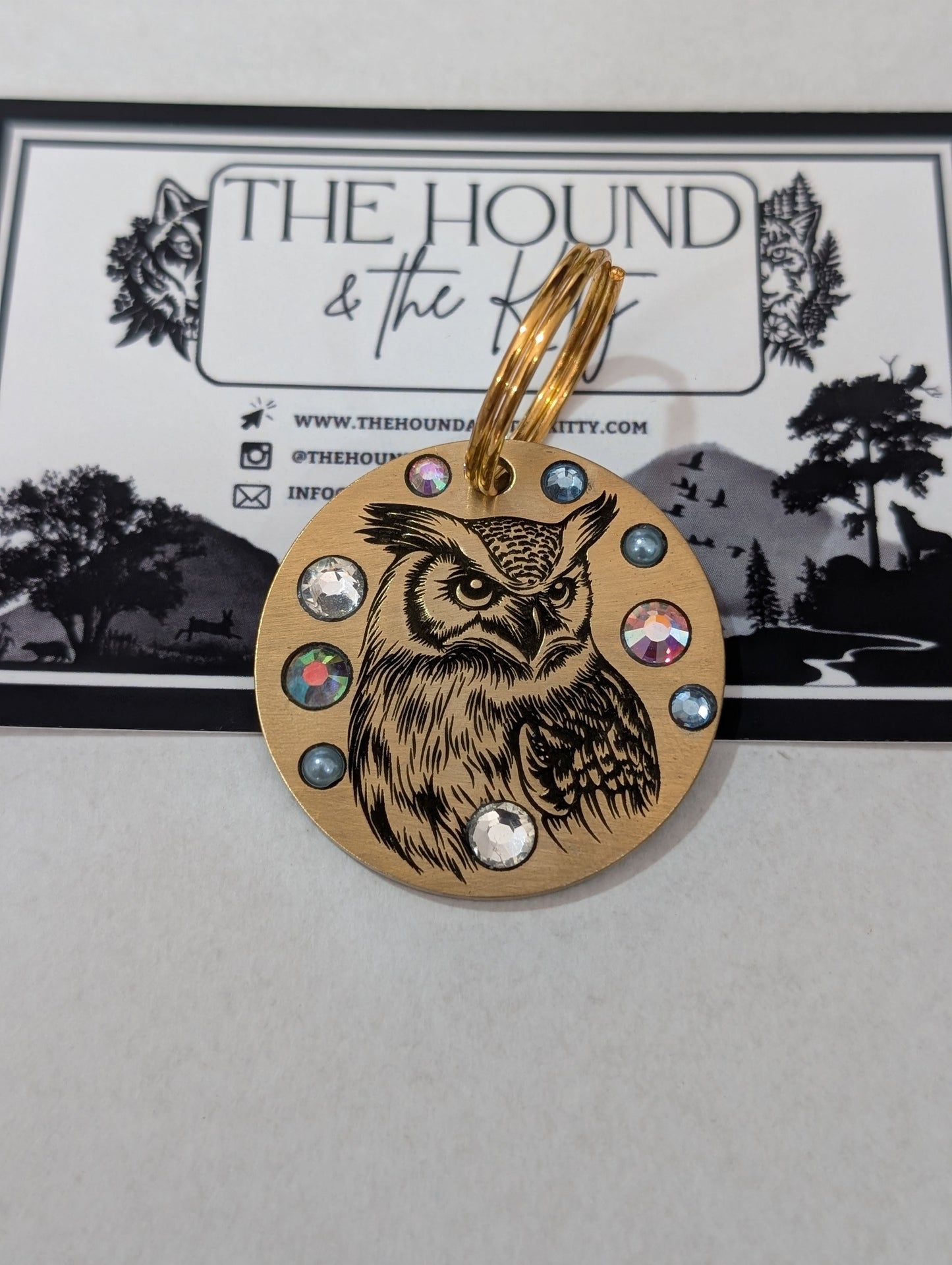 Owl Crystal tag (seconds, slight scratch as shown on brass near middle crystal on left)