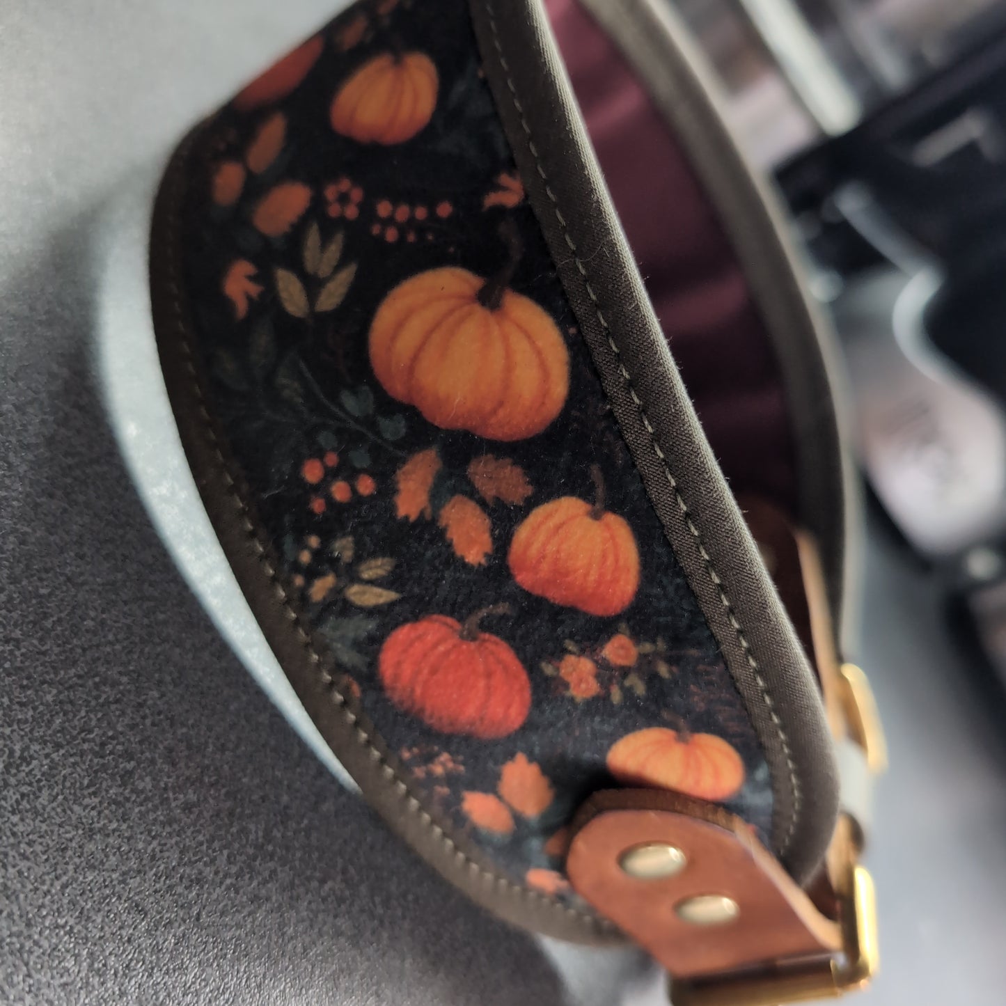 Velvet and Leather Pumpkin collar