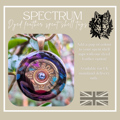 Spectrum Shell Tags - with coloured feathers