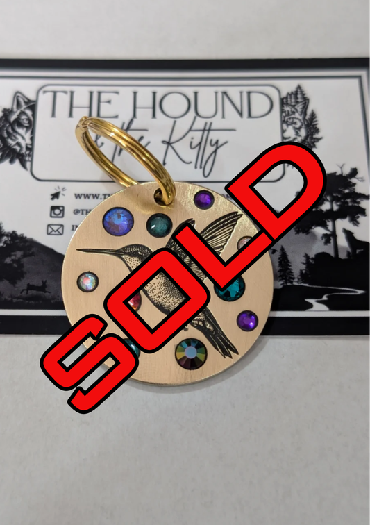 Hummingbird Crystal tag (seconds, crosshatch polished)