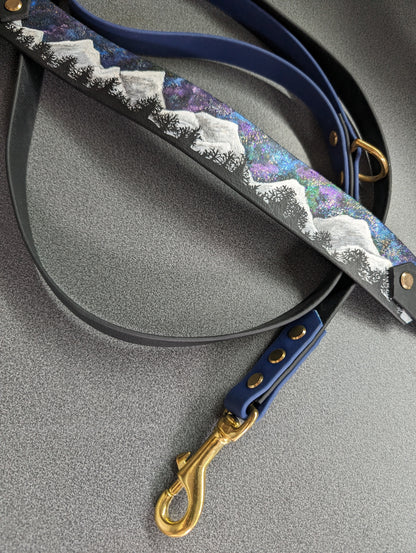 Mountain hand painted biothane collar and lead set