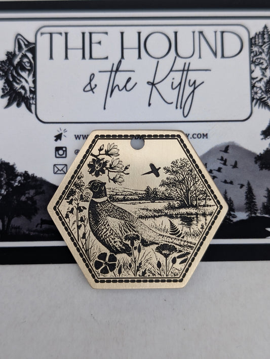 Pheasant Fields (hexagon brass 38mm)