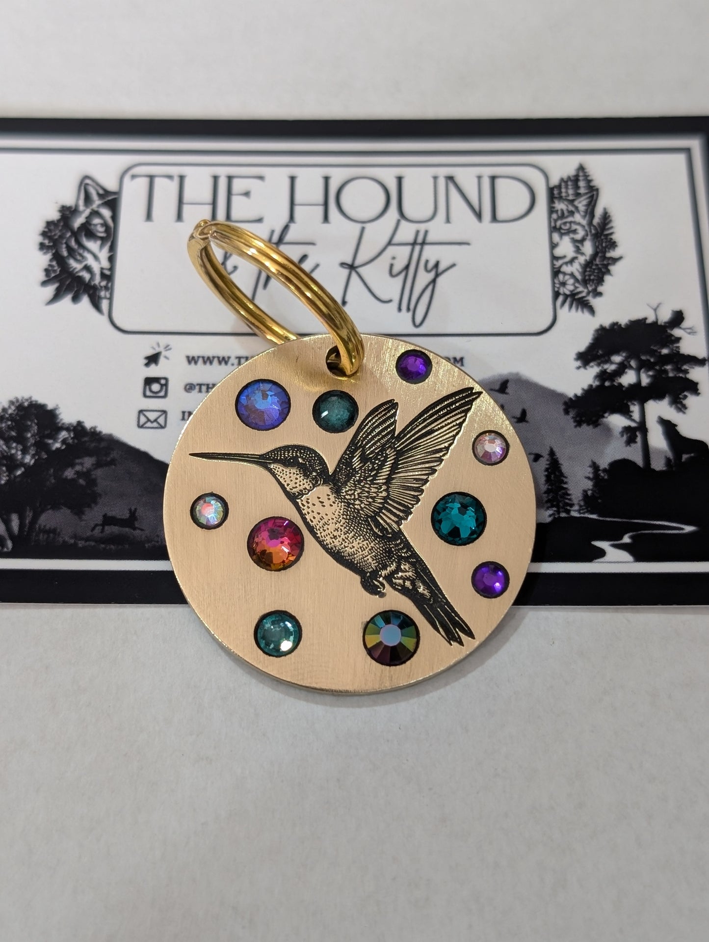 Hummingbird Crystal tag (seconds, crosshatch polished)
